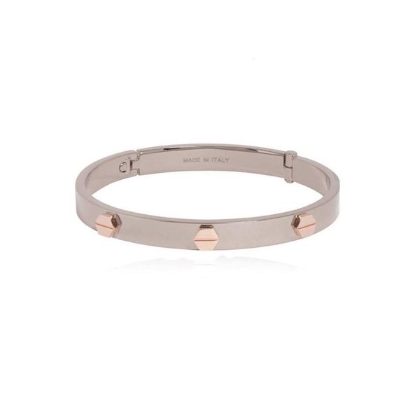 TOV ESSENTIALS Rose White Gold Fine Rivets Bangle - Picture 1 of 6